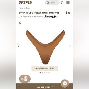 SKIMS SWIM MICRO TANGA BIKINI BOTTOMS